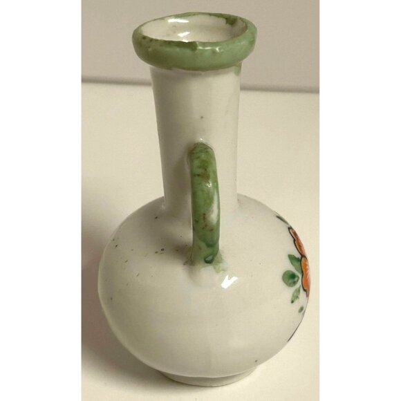 Vintage Japanese Miniature Vase With Dual Handles & Floral Design - Picture 4 of 6